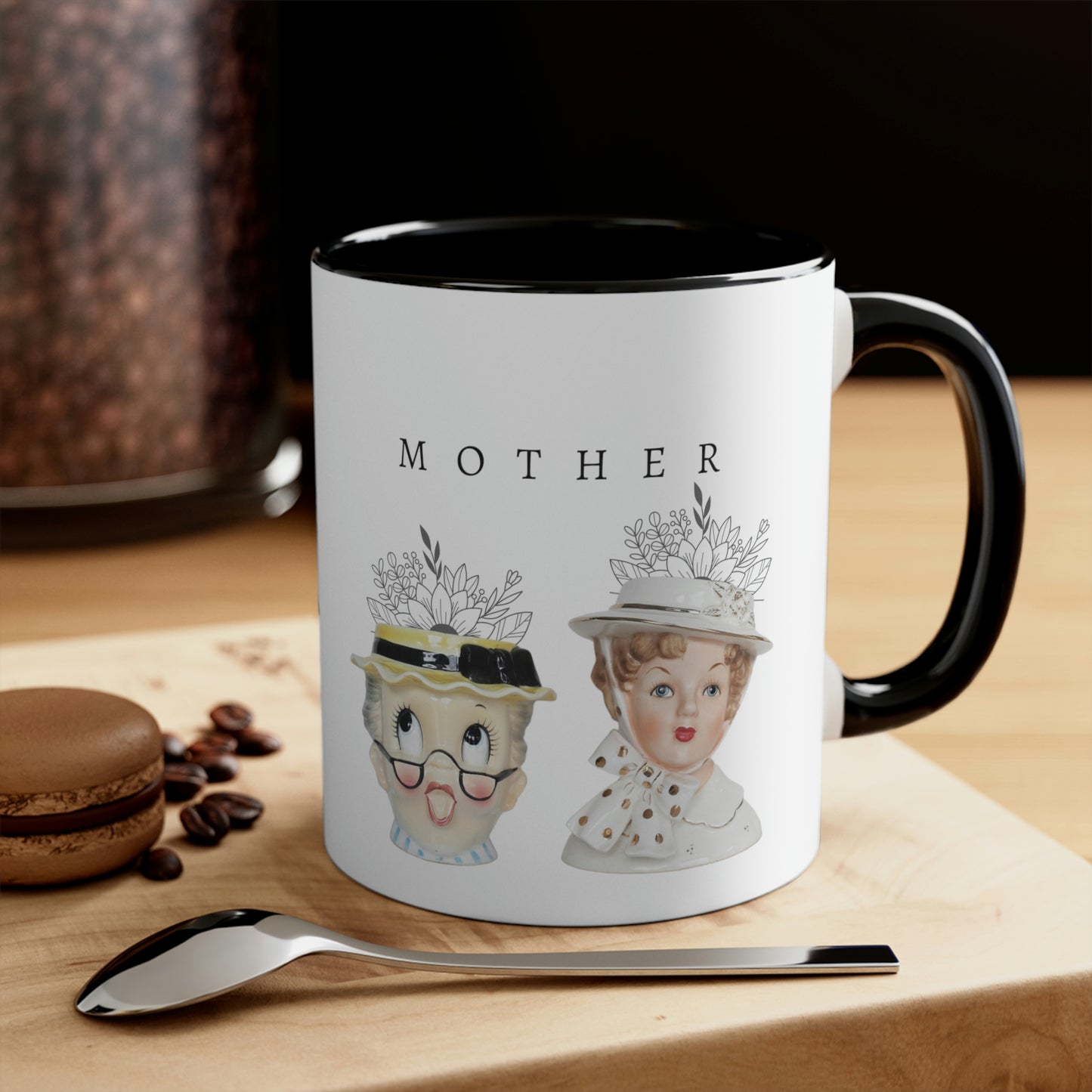 Head Vase - Lady Head Vase- Mother Coffee Cup-Accent Coffee Mug, 11oz