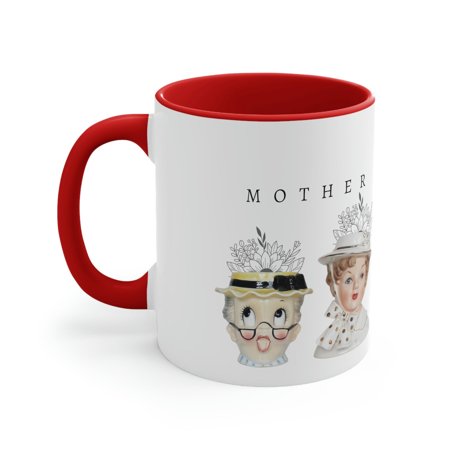Head Vase - Lady Head Vase- Mother Coffee Cup-Accent Coffee Mug, 11oz
