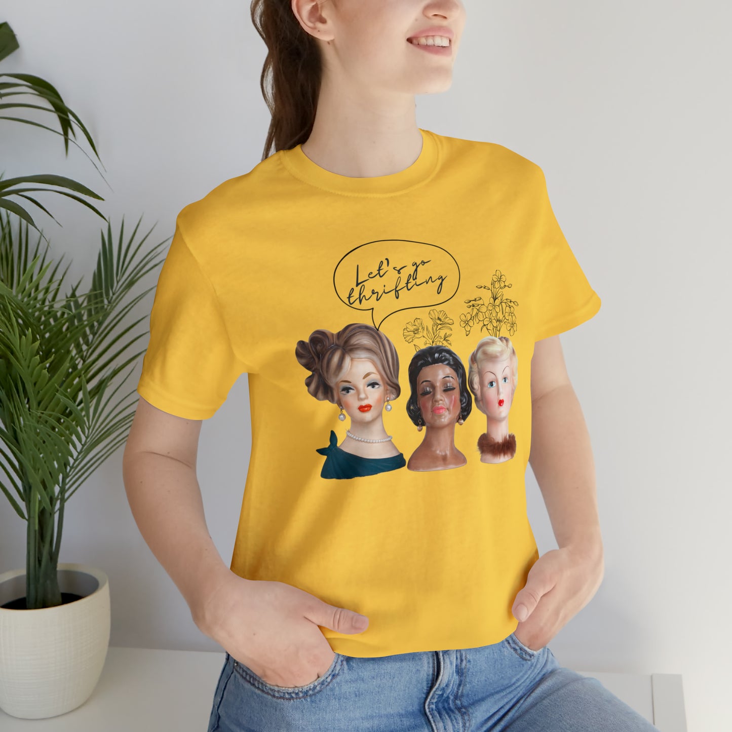 Let's Go Thrifting -Lady Head Vase Shirt- Headvase Shirt - Vintage Love Shirt -Unisex Jersey Short Sleeve Tee