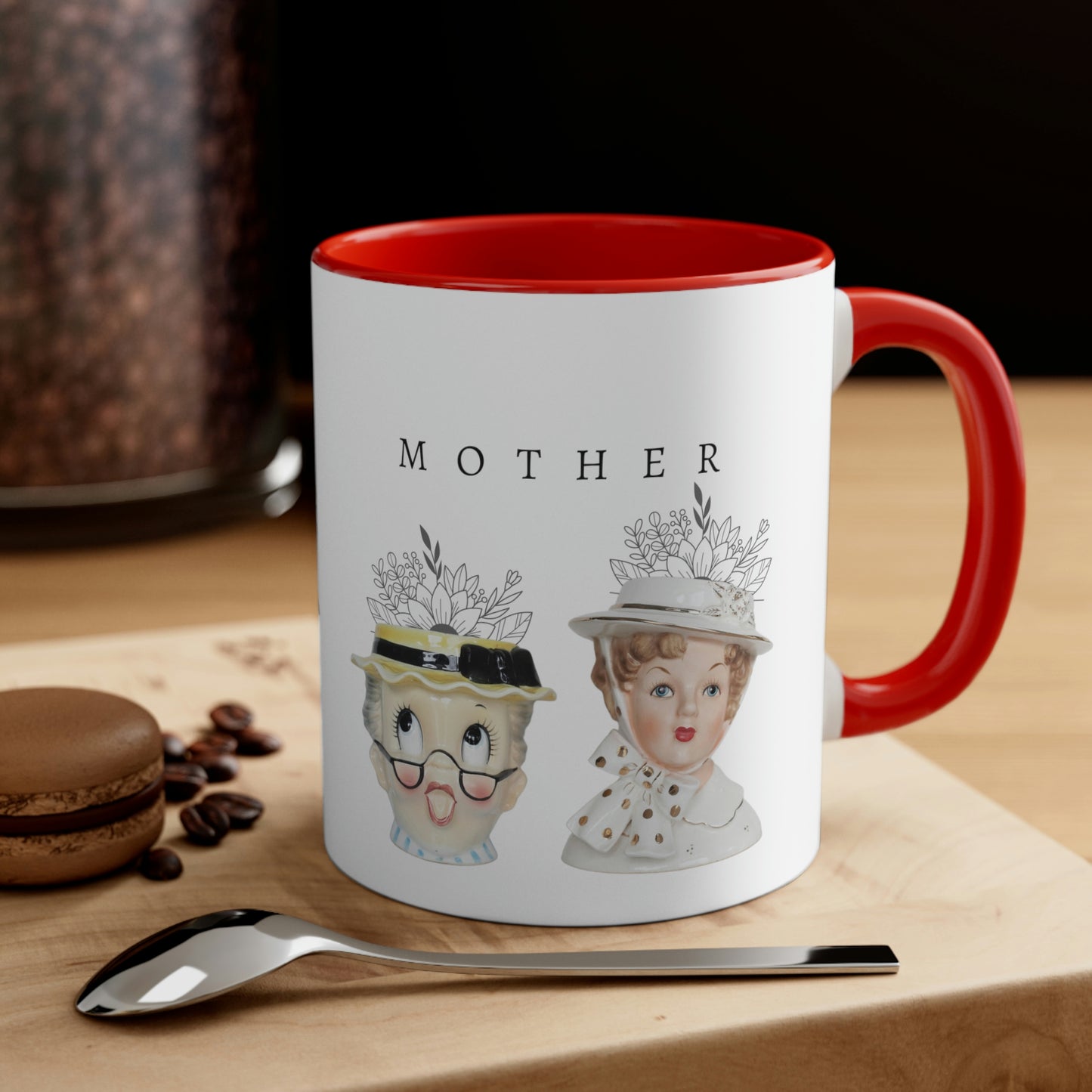 Head Vase - Lady Head Vase- Mother Coffee Cup-Accent Coffee Mug, 11oz