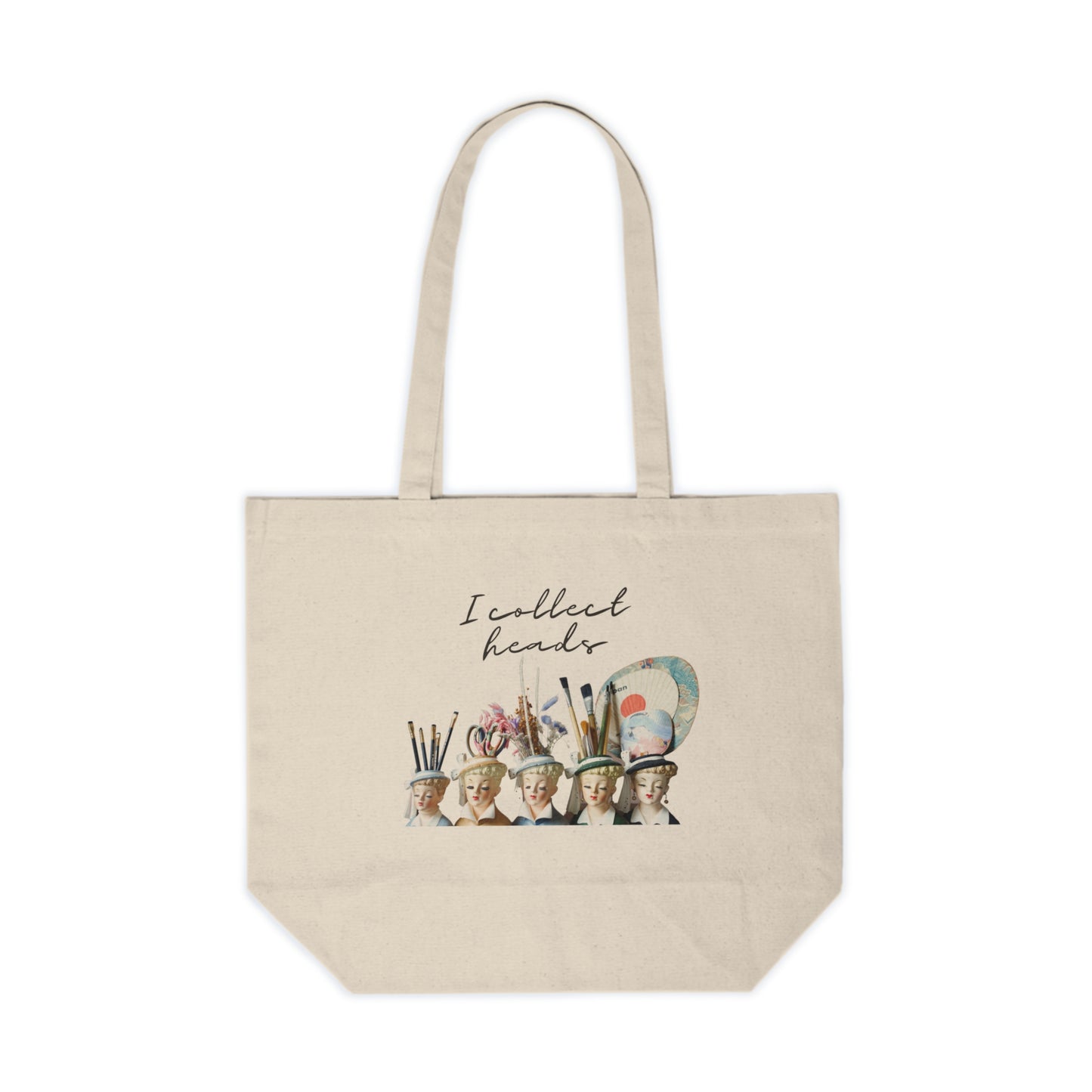 I collect Heads- Canvas Shopping Tote- Lady Head Vase Tote - Shopping Bag