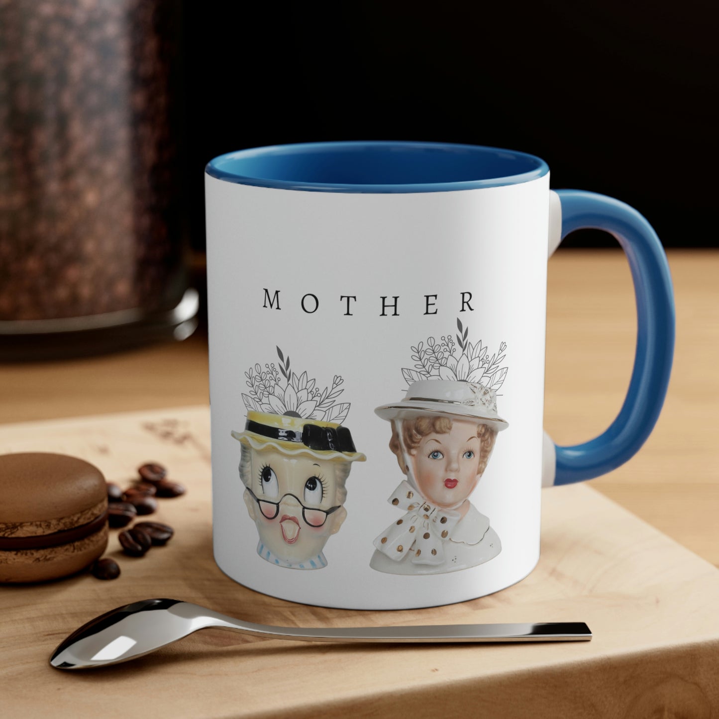 Head Vase - Lady Head Vase- Mother Coffee Cup-Accent Coffee Mug, 11oz