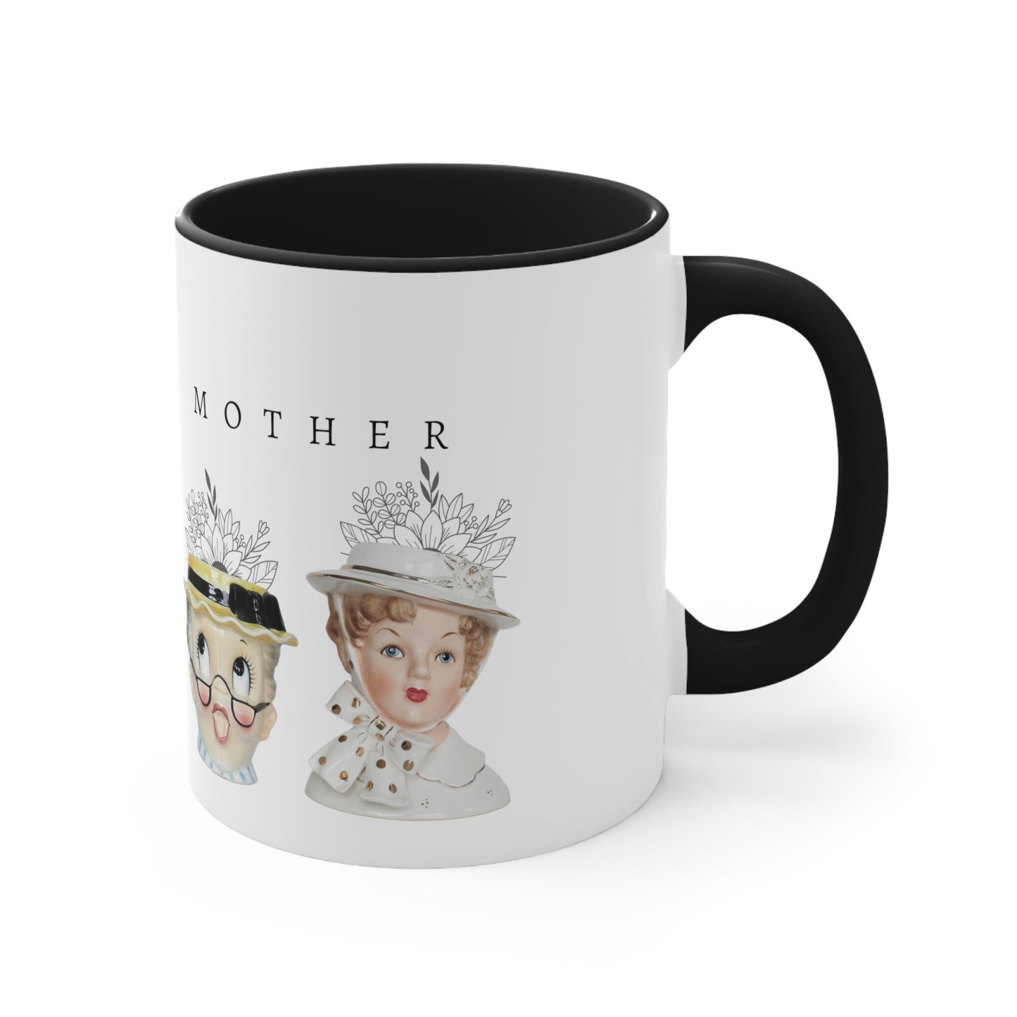 Head Vase - Lady Head Vase- Mother Coffee Cup-Accent Coffee Mug, 11oz