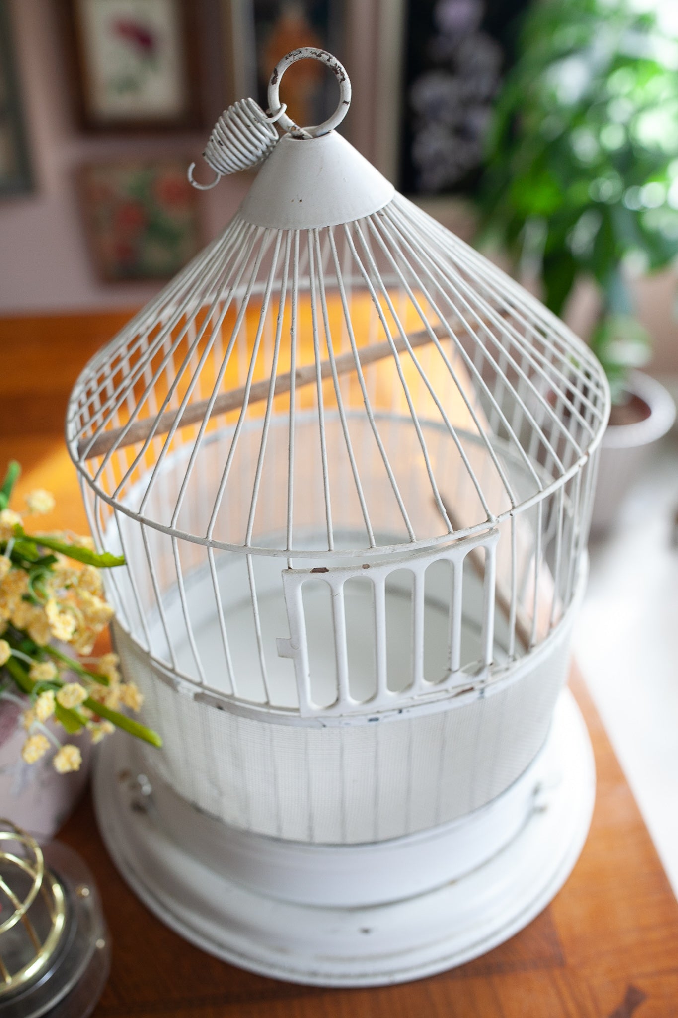 Vintage Bird Cage -Metal Birdcage - White Bird Cage