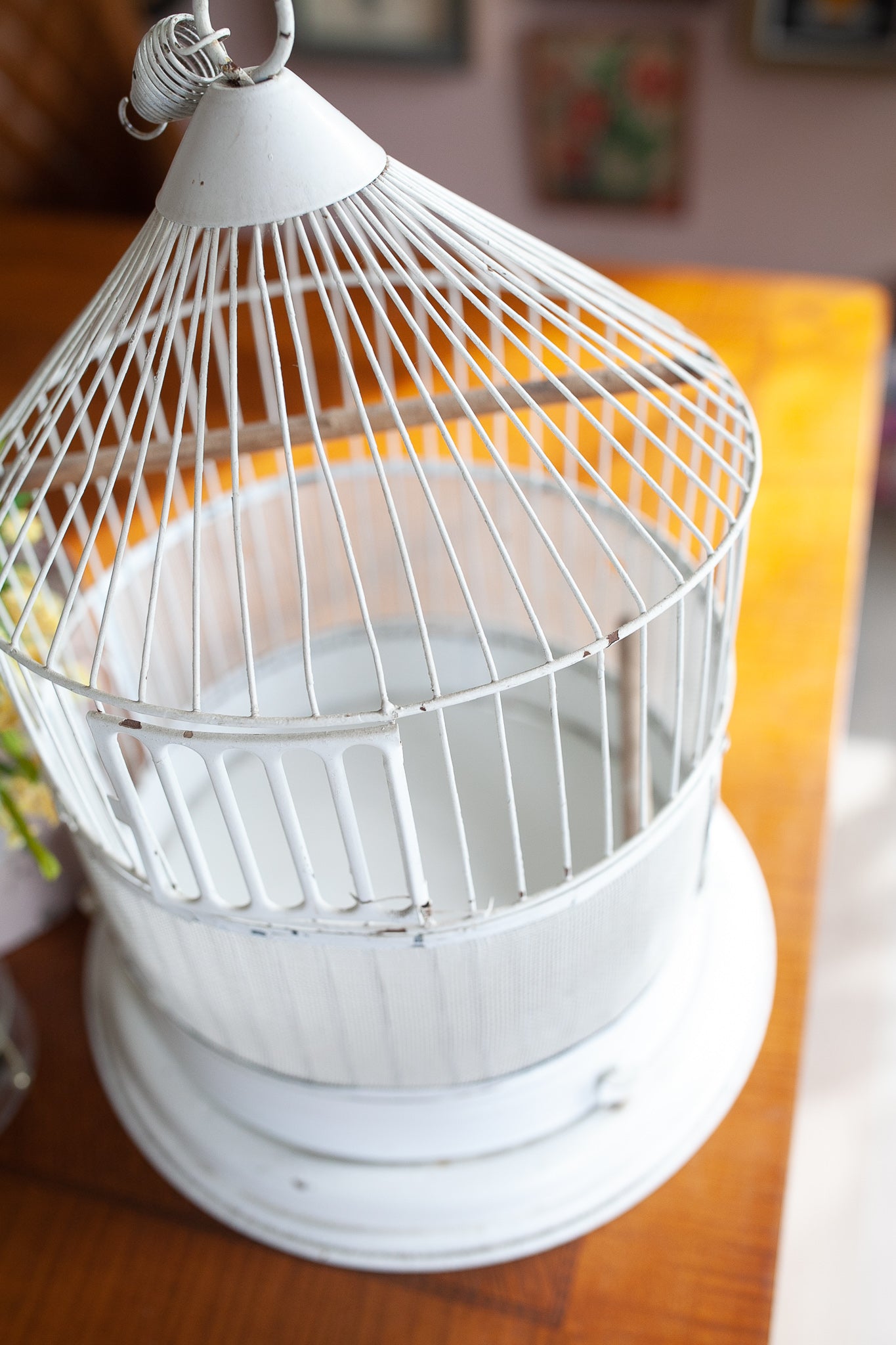 Vintage Bird Cage -Metal Birdcage - White Bird Cage