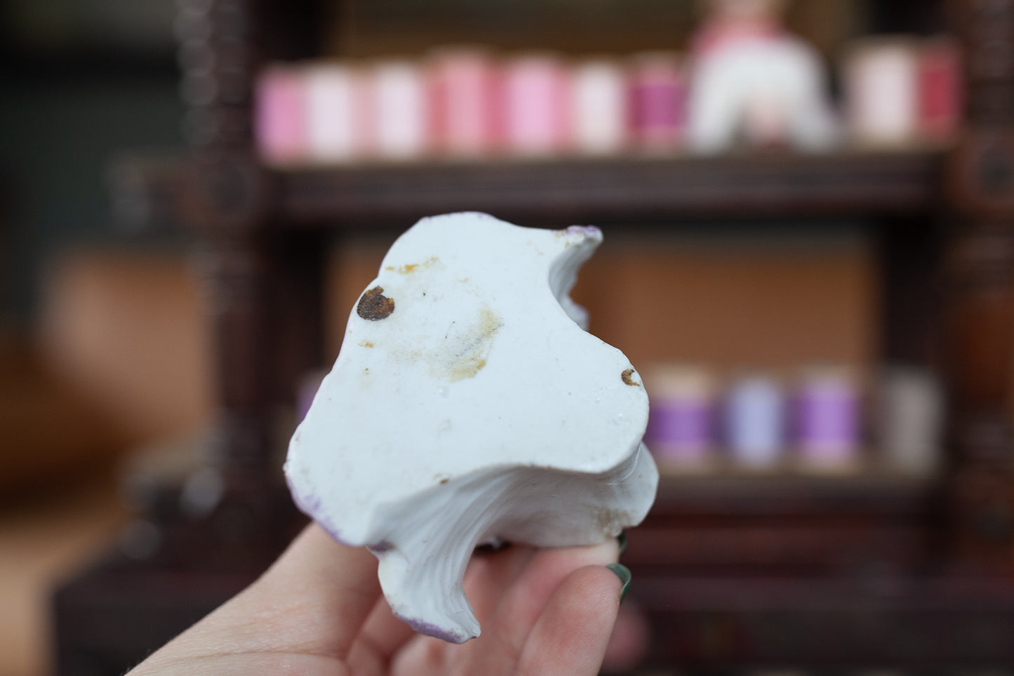 Antique German Bisque Flower Figurine- Bisque Flower with Girl