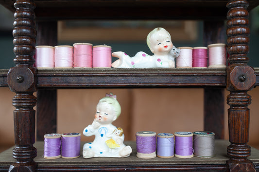 Enesco figurines holding stuffed animal in pajamas, enesco collectible, Rare enesco figurines, child figurine, nursery decor,