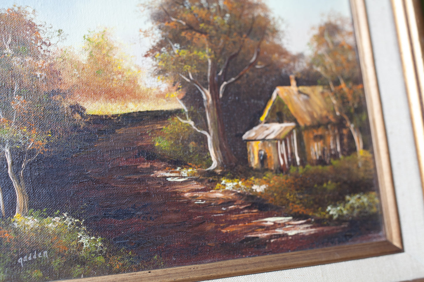 Vintage Painting -  Painting Framed- Cottage Landscape