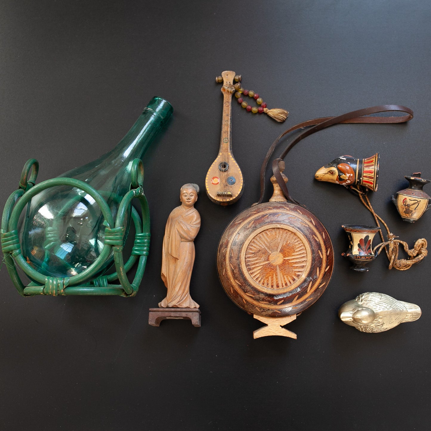 Vintage Wooden Carved Flask