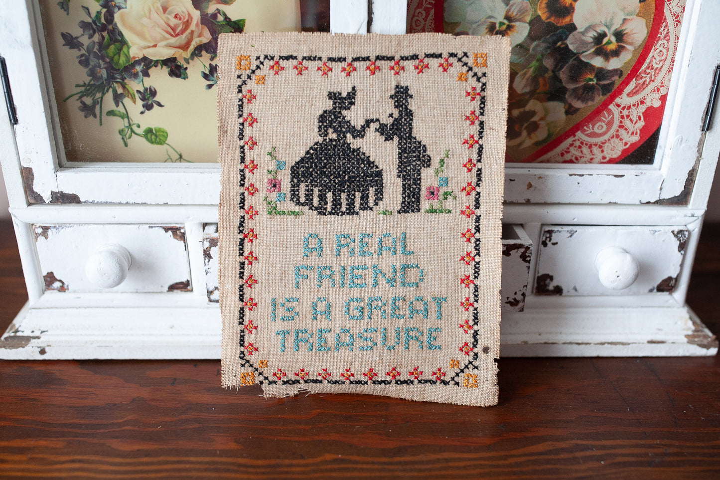 Antique Sampler- Friend Gift - silhouette
