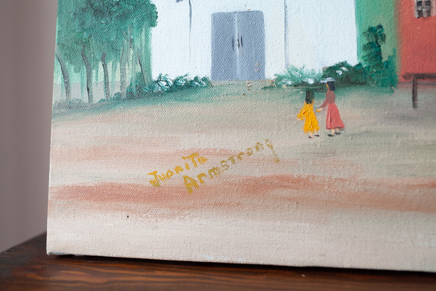 Vintage Canvas Painting - Country Scene Painting - Vintage Art
