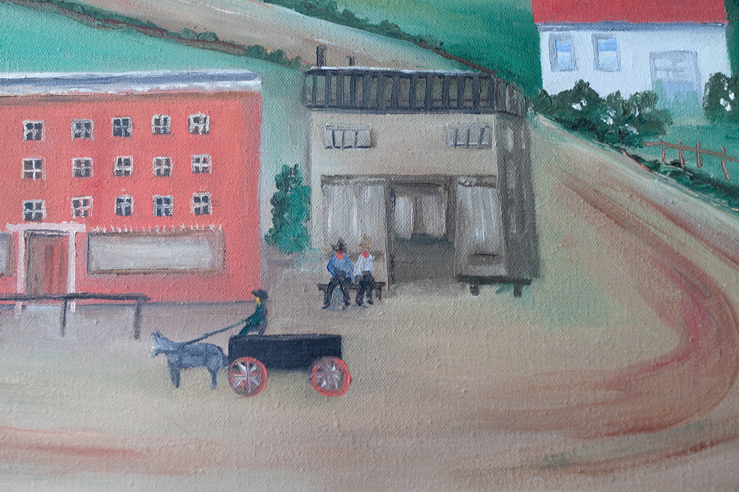 Vintage Canvas Painting - Country Scene Painting - Vintage Art