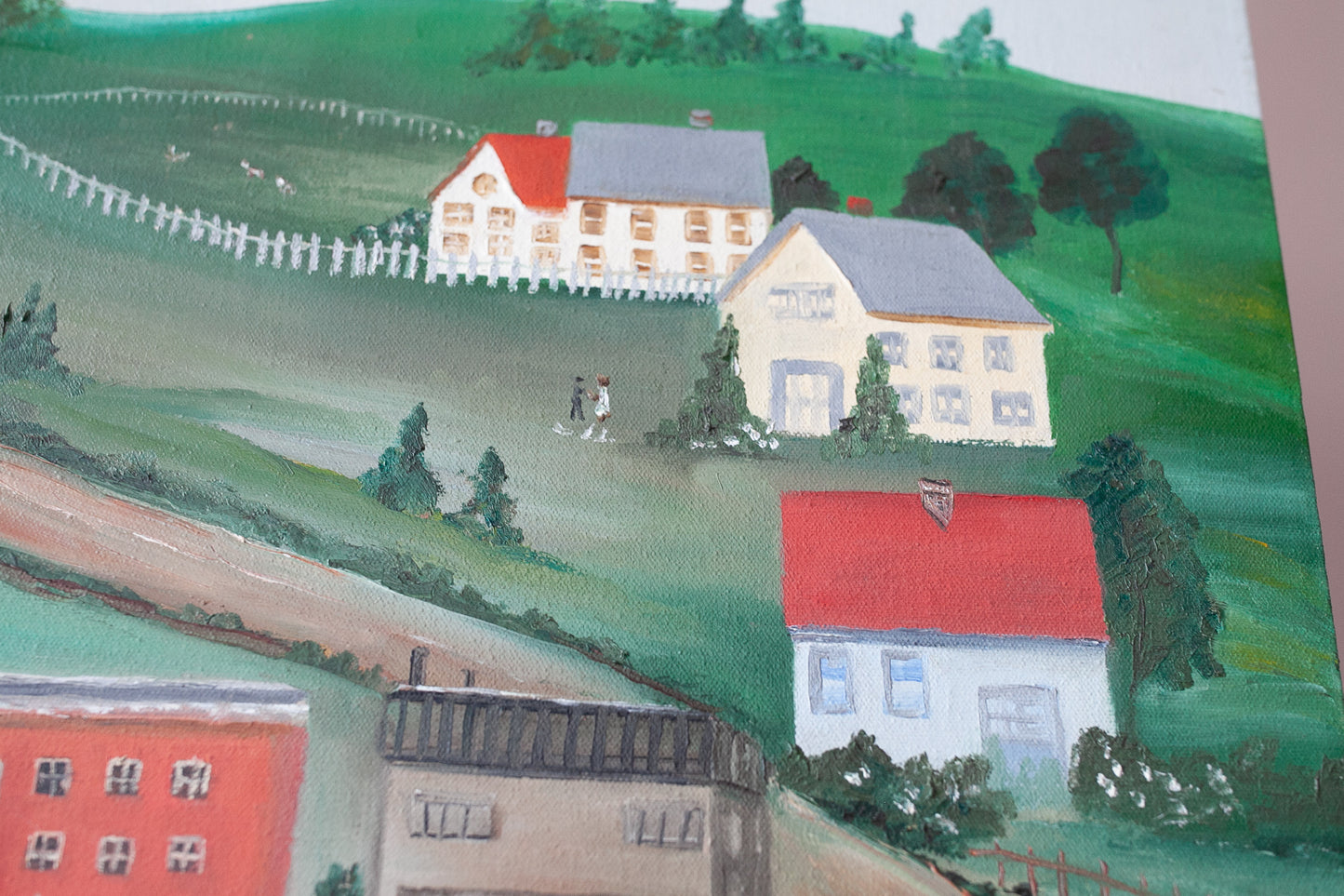 Vintage Canvas Painting - Country Scene Painting - Vintage Art