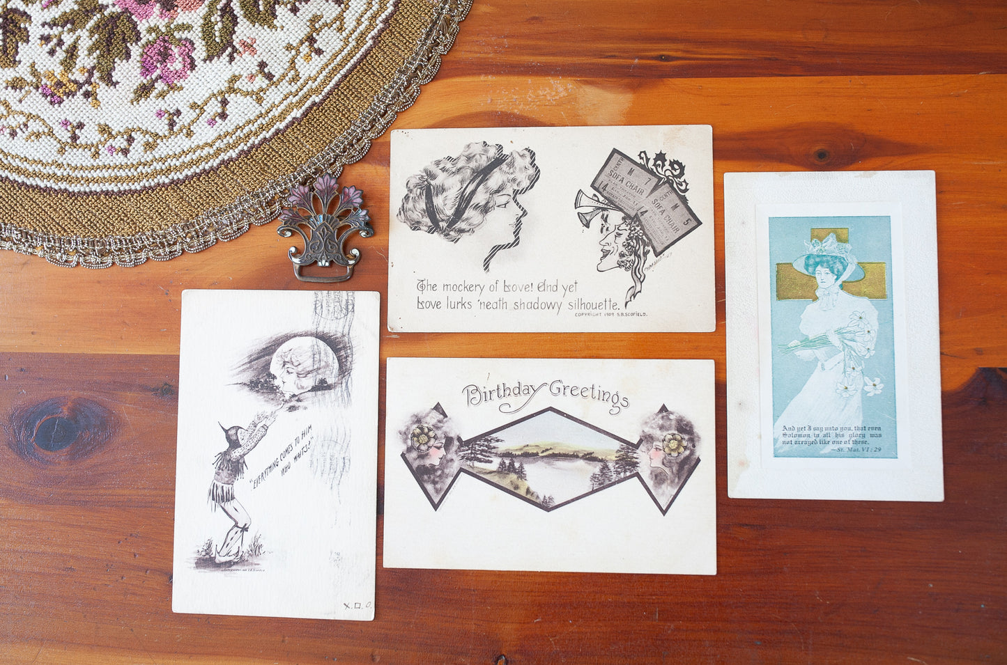 Antique Postcard- Postcards- Ephemera- The Silhouette Set