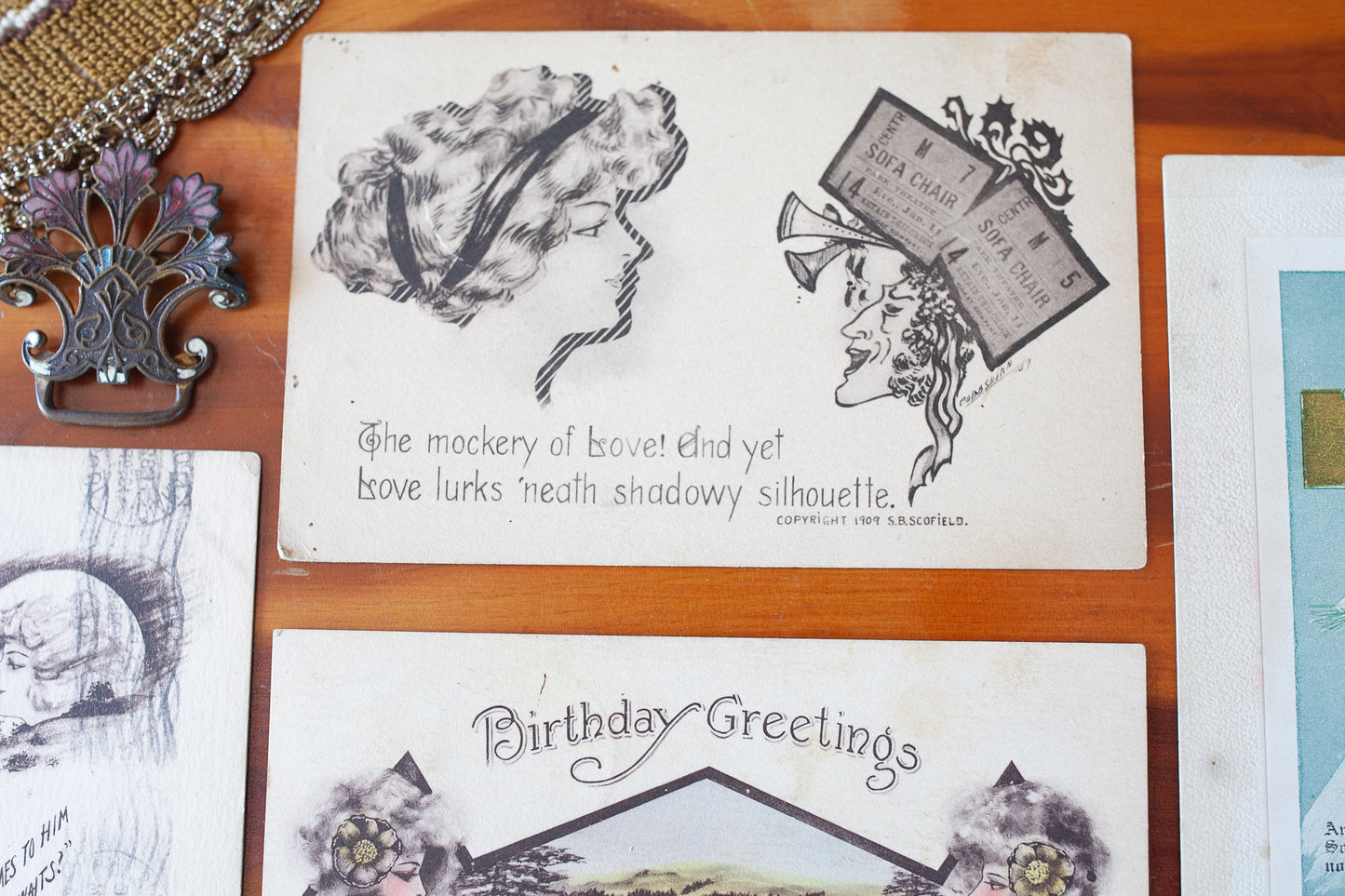Antique Postcard- Postcards- Ephemera- The Silhouette Set