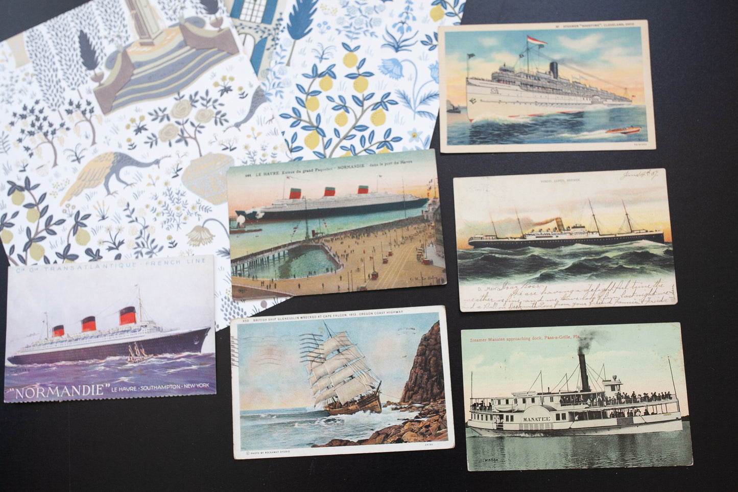 Antique Postcards- Set of 6 - Ship Postcards- Boats Nautical Postcards