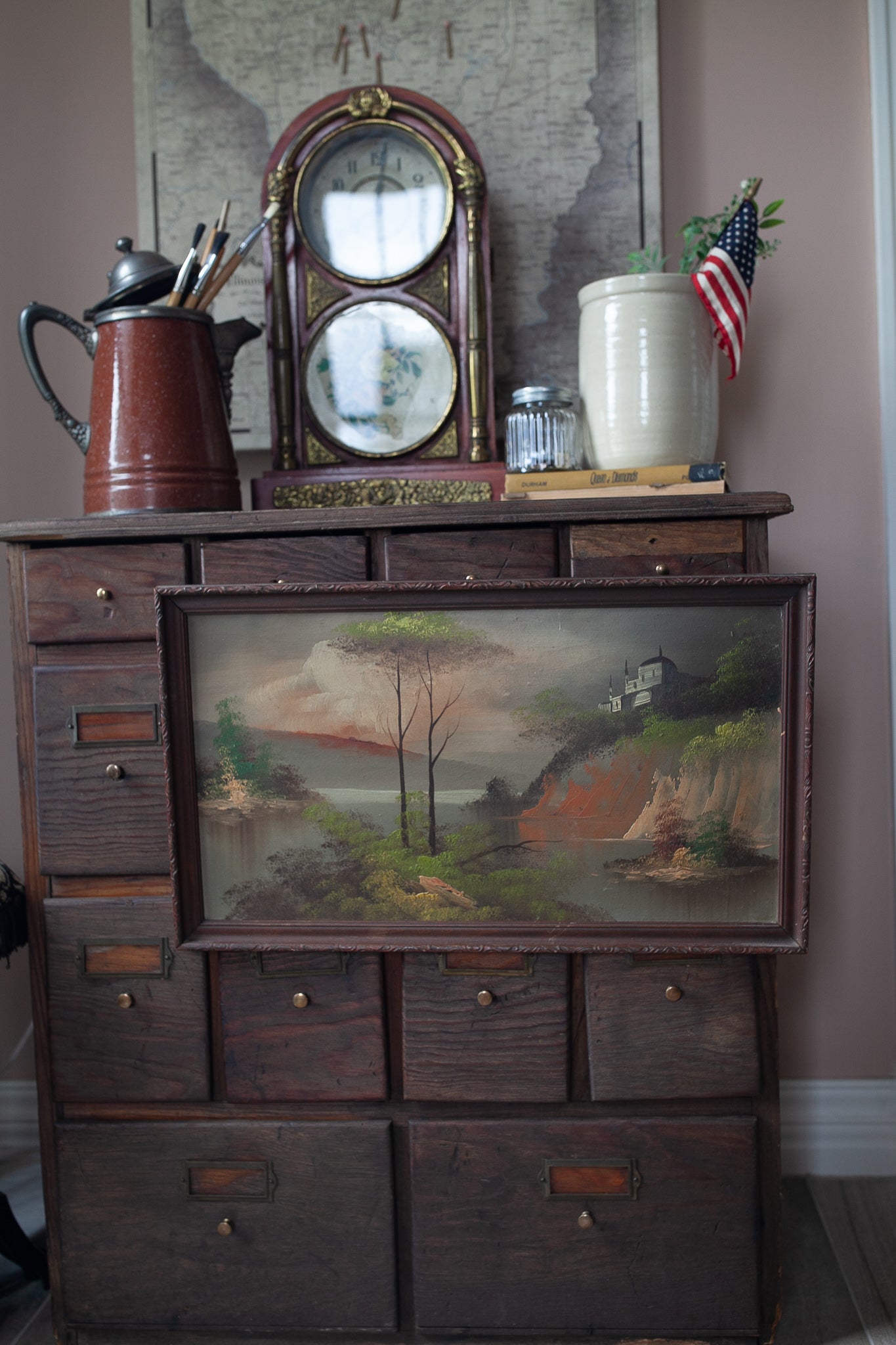 Vintage painting- Landscape painting - Vintage Artwork- Moody Landscape