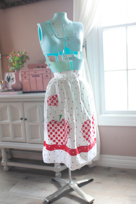 Vintage Apron- Half Apron - Apple apron