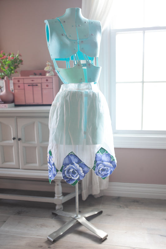 Vintage Apron- Half Apron- Gauzy Apron- Floral