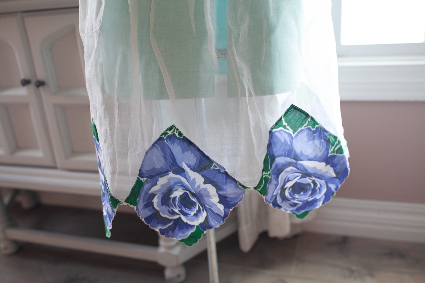 Vintage Apron- Half Apron- Gauzy Apron- Floral