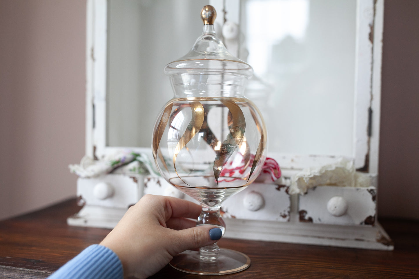 Vintage Glass Jar - Lidded Jar