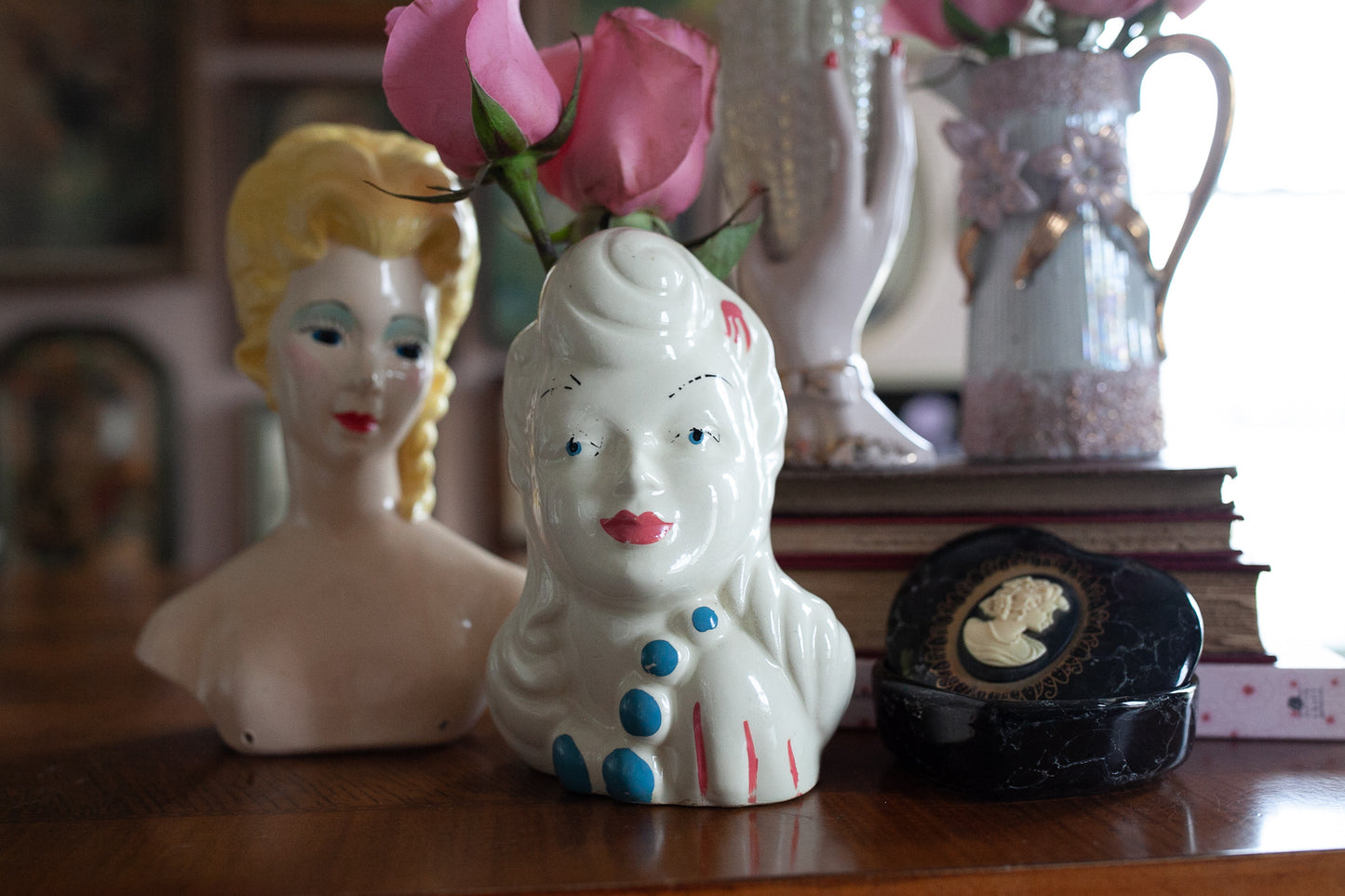 Vintage Lady Head Vase - Glamour Girl Head Vase