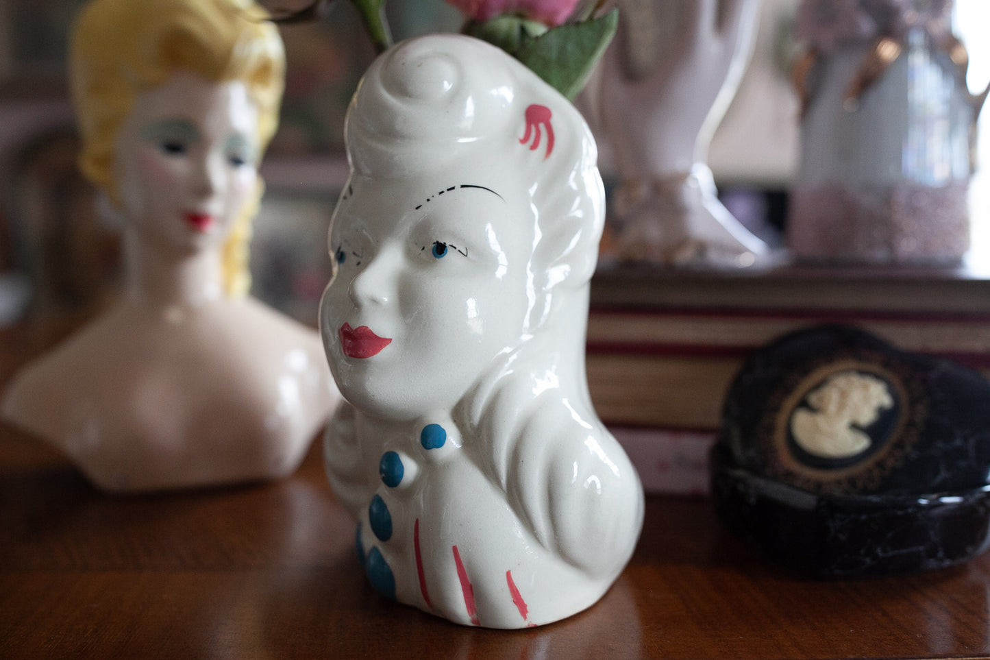 Vintage Lady Head Vase - Glamour Girl Head Vase