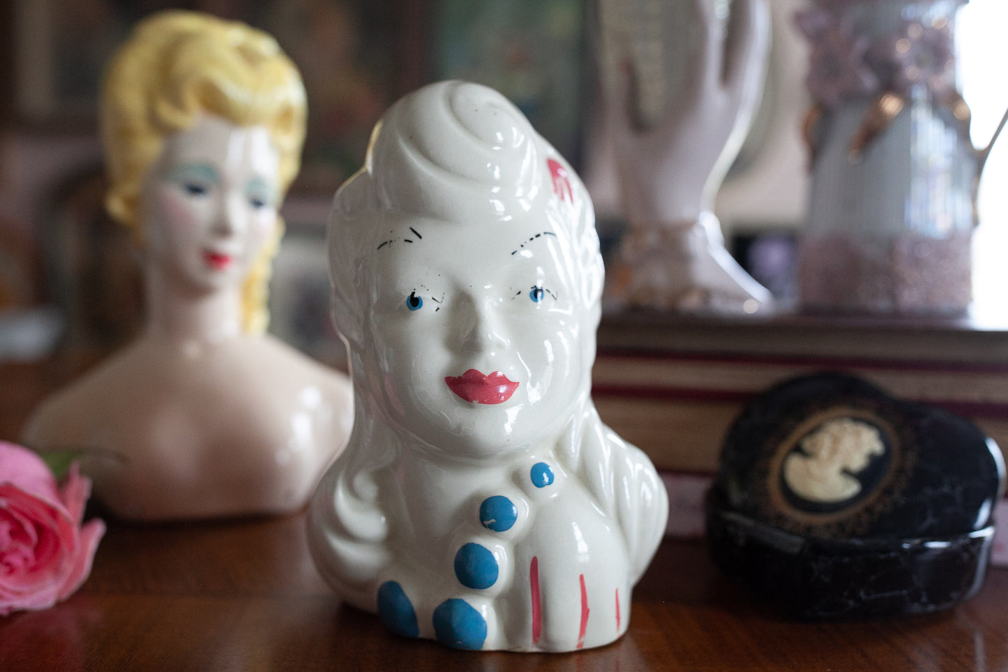 Vintage Lady Head Vase - Glamour Girl Head Vase