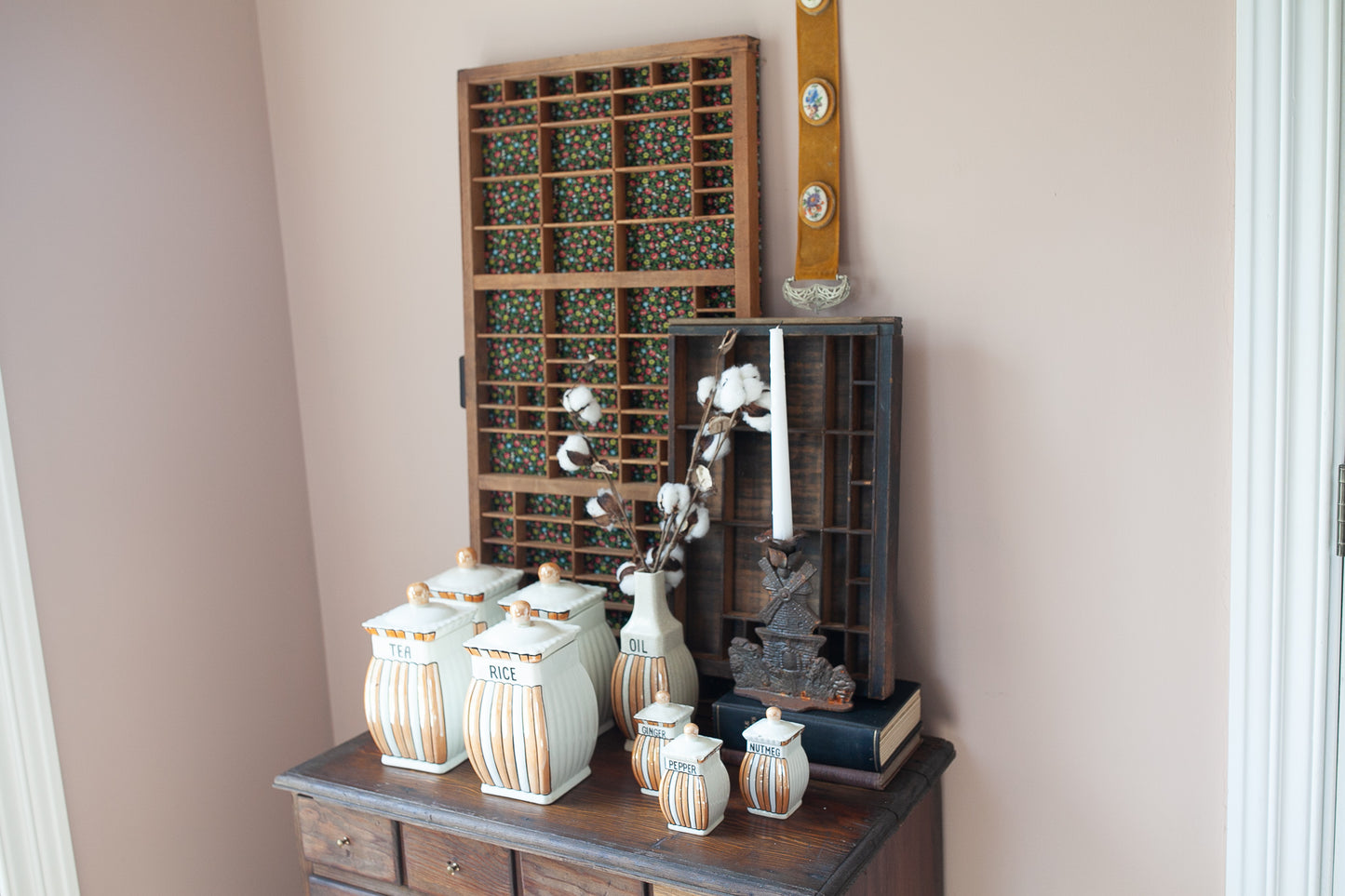 Vintage Lusterware Canister Set -Orange Lusterware Made in Germany -Vintage Kitchen