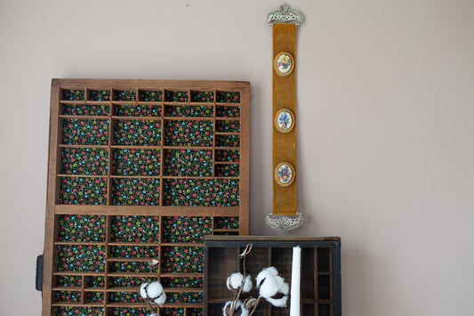 Vintage Floral- Hanging Artwork - Yellow Velvet