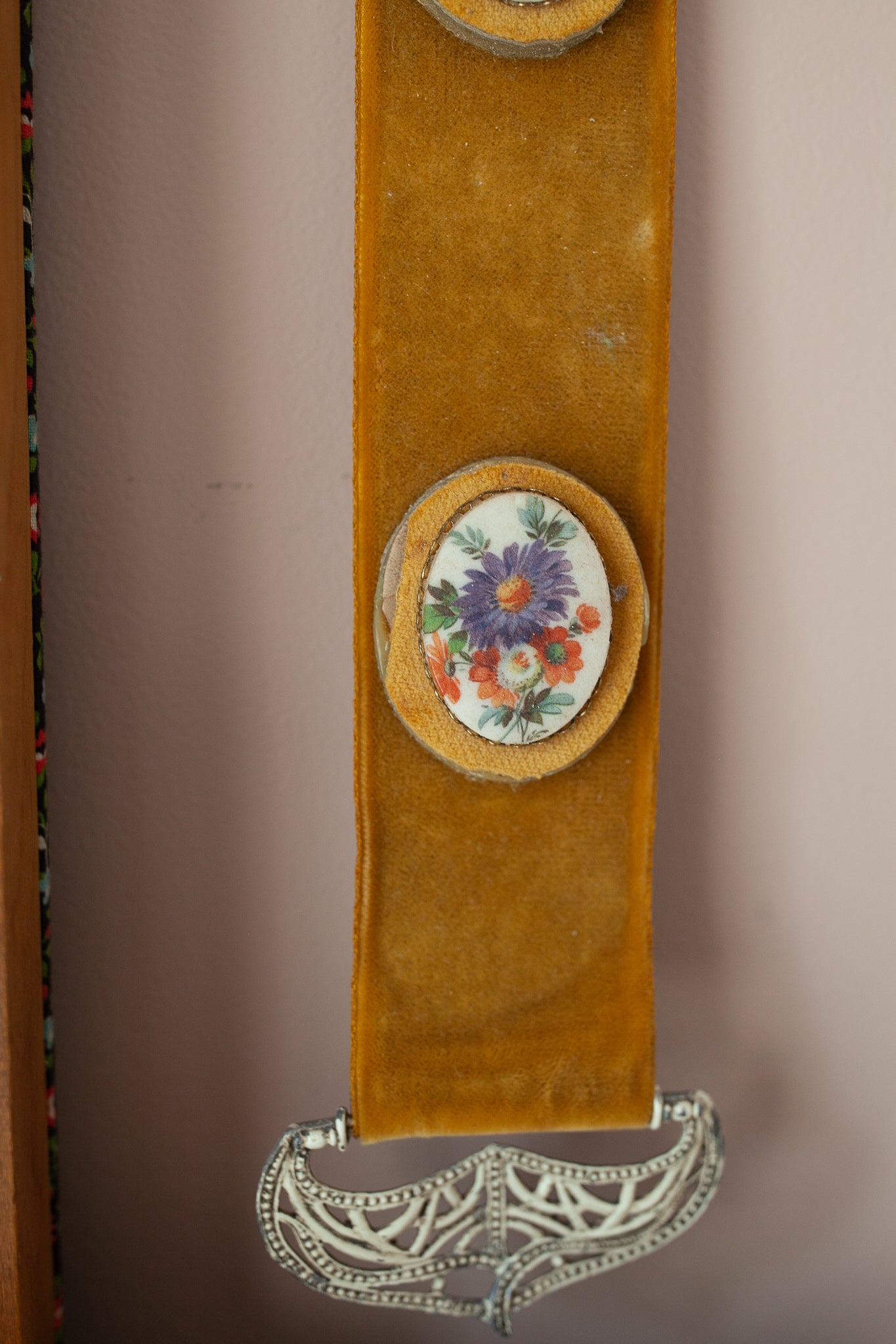 Vintage Floral- Hanging Artwork - Yellow Velvet