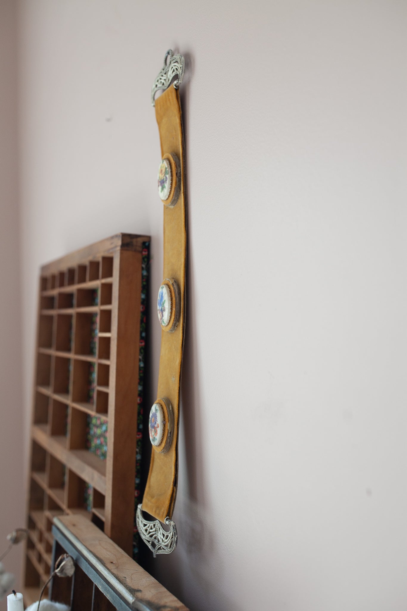 Vintage Floral- Hanging Artwork - Yellow Velvet