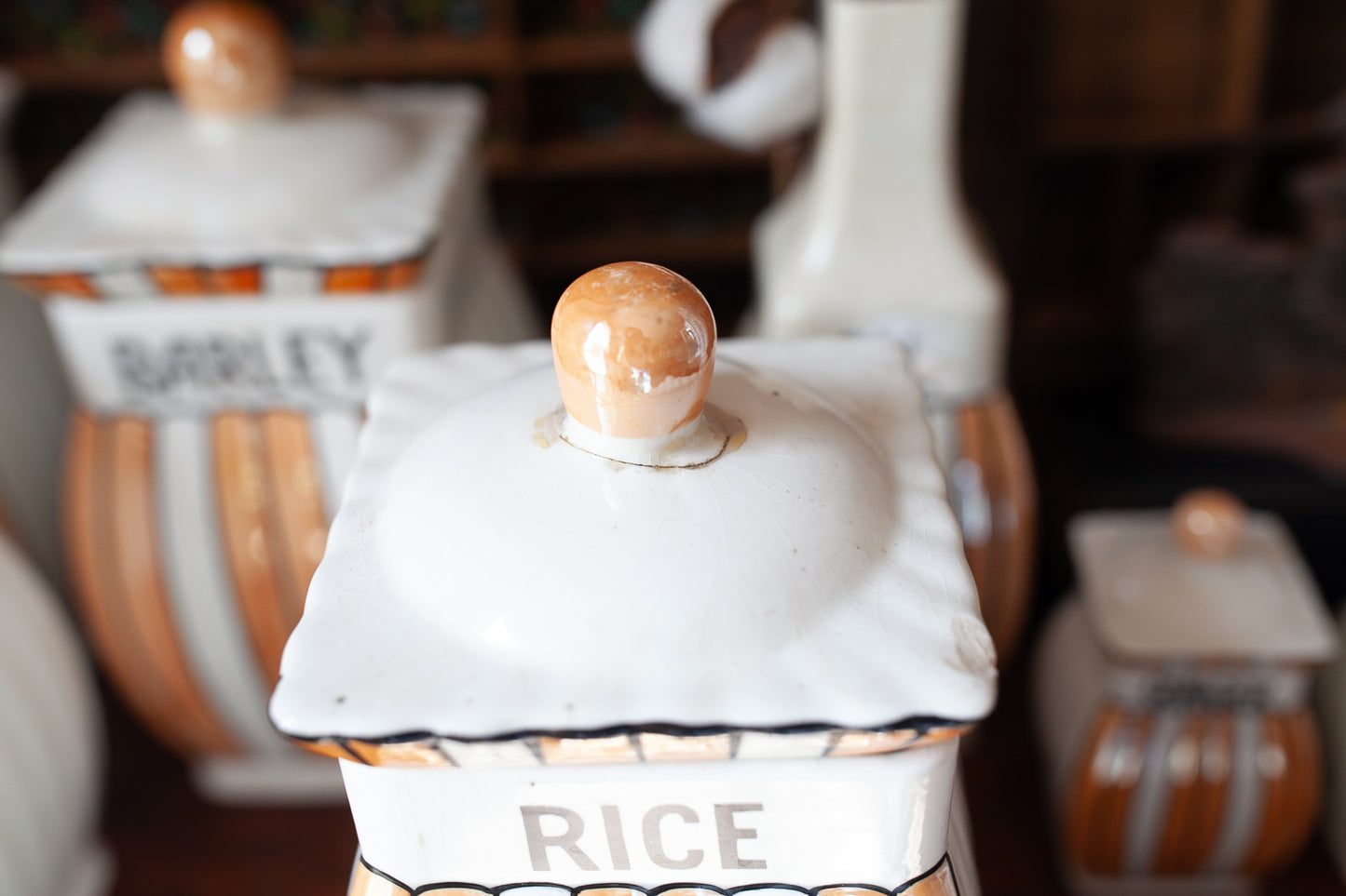 Vintage Lusterware Canister Set -Orange Lusterware Made in Germany -Vintage Kitchen