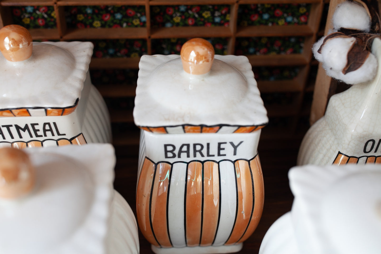 Vintage Lusterware Canister Set -Orange Lusterware Made in Germany -Vintage Kitchen