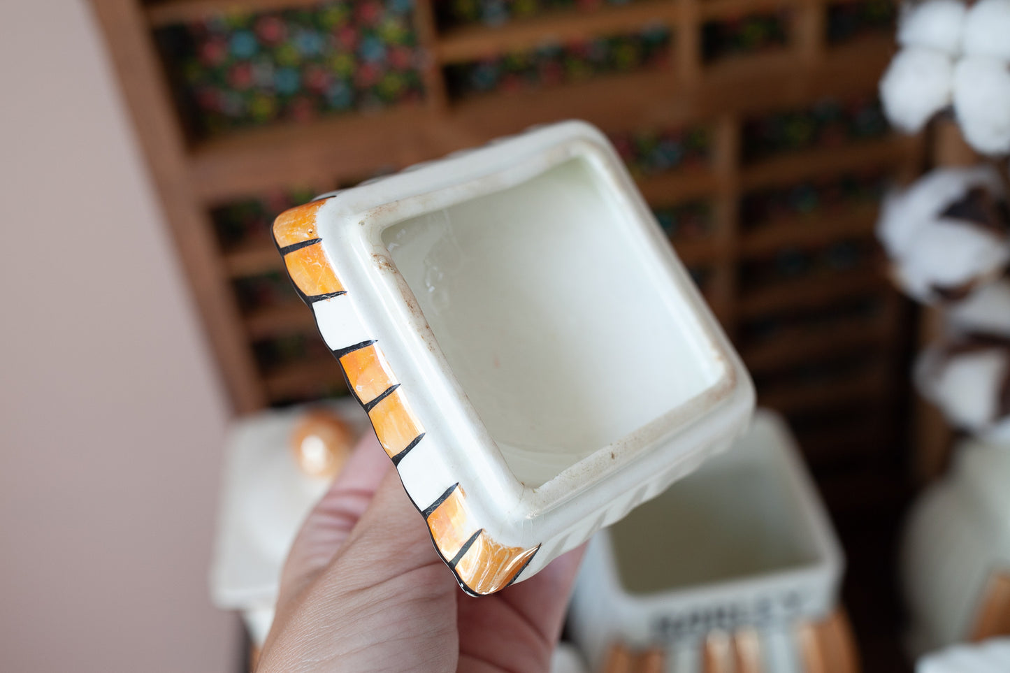 Vintage Lusterware Canister Set -Orange Lusterware Made in Germany -Vintage Kitchen