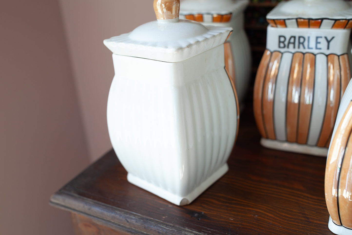 Vintage Lusterware Canister Set -Orange Lusterware Made in Germany -Vintage Kitchen