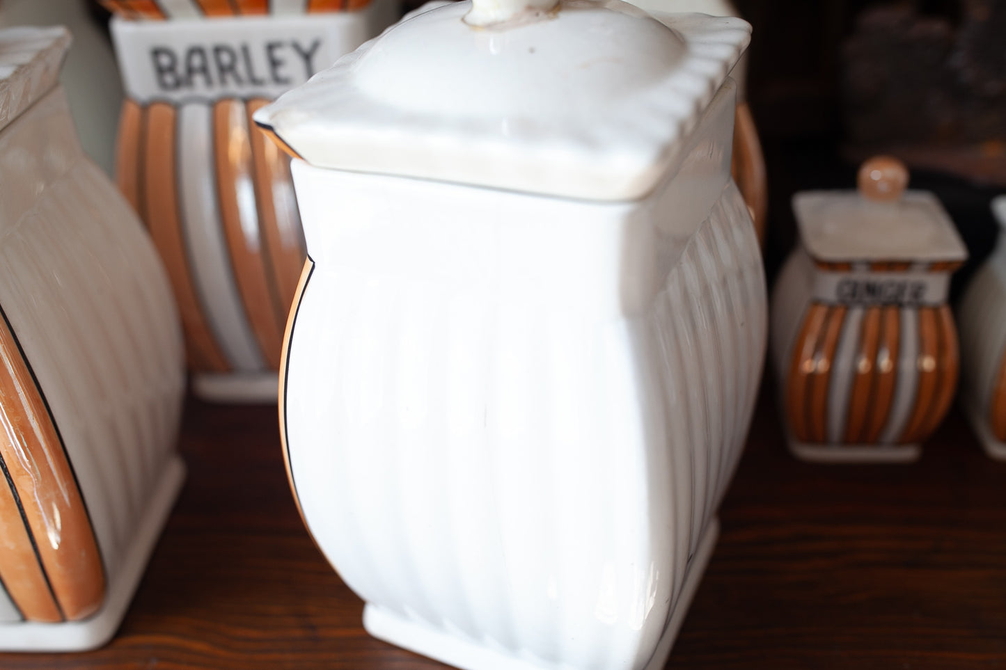 Vintage Lusterware Canister Set -Orange Lusterware Made in Germany -Vintage Kitchen