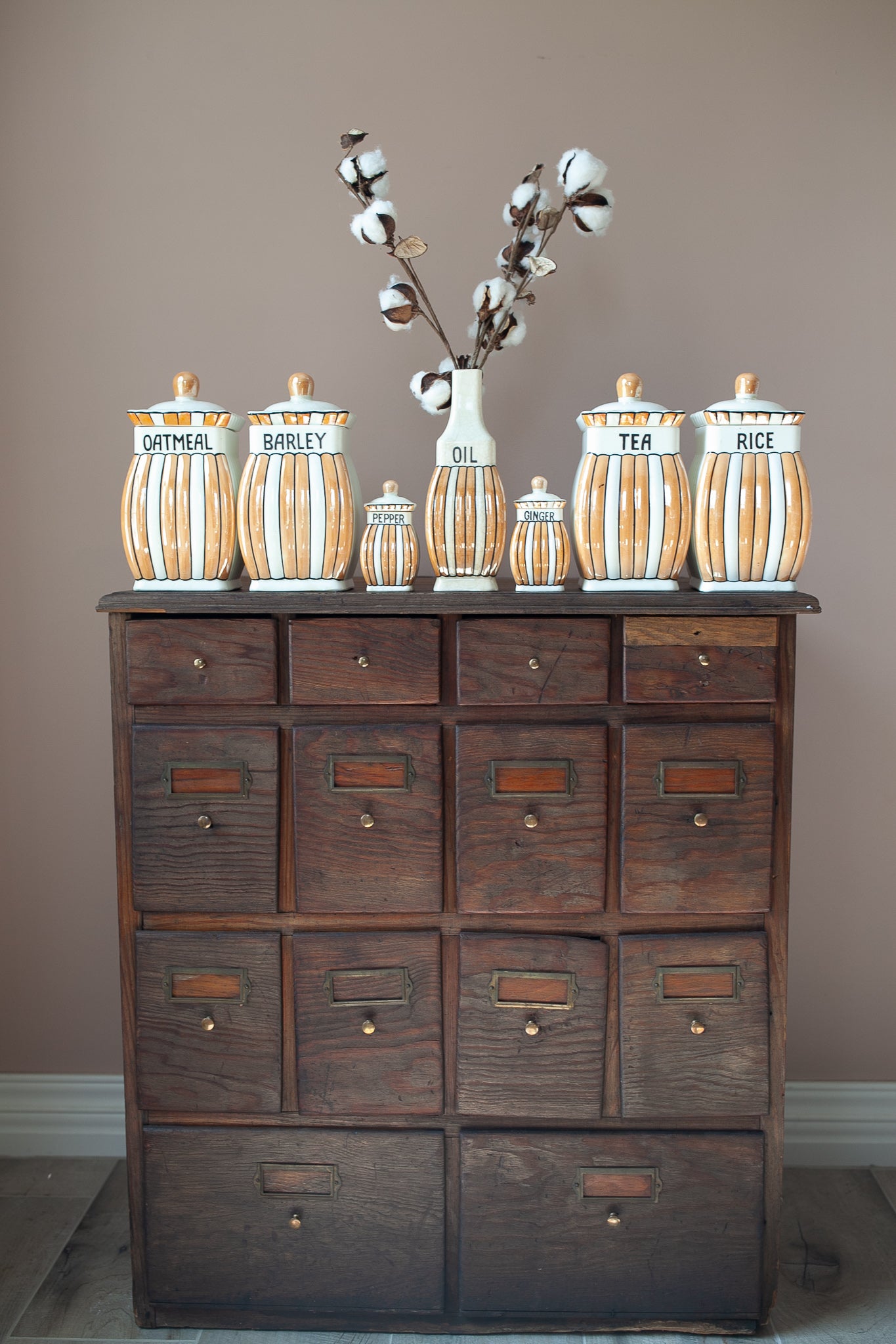 Vintage Lusterware Canister Set -Orange Lusterware Made in Germany -Vintage Kitchen