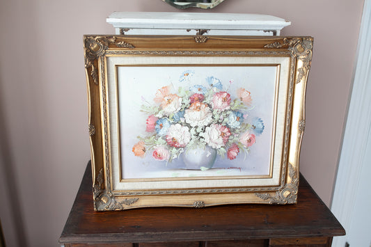 Vintage Framed Floral - Flower Painting - Floral Canvas