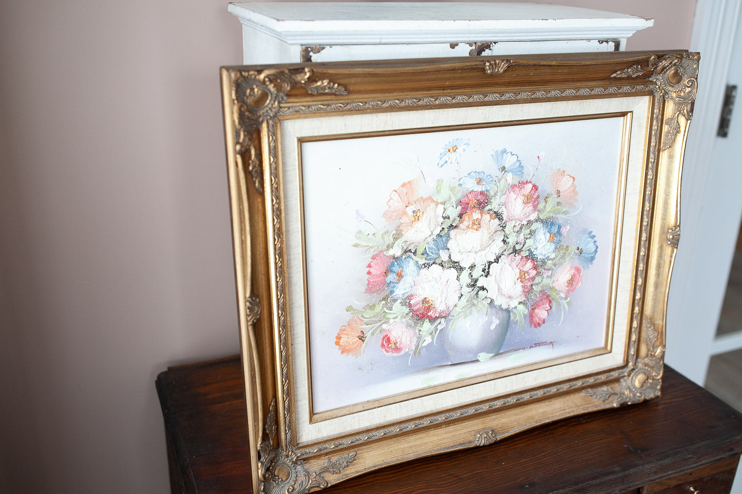 Vintage Framed Floral - Flower Painting - Floral Canvas