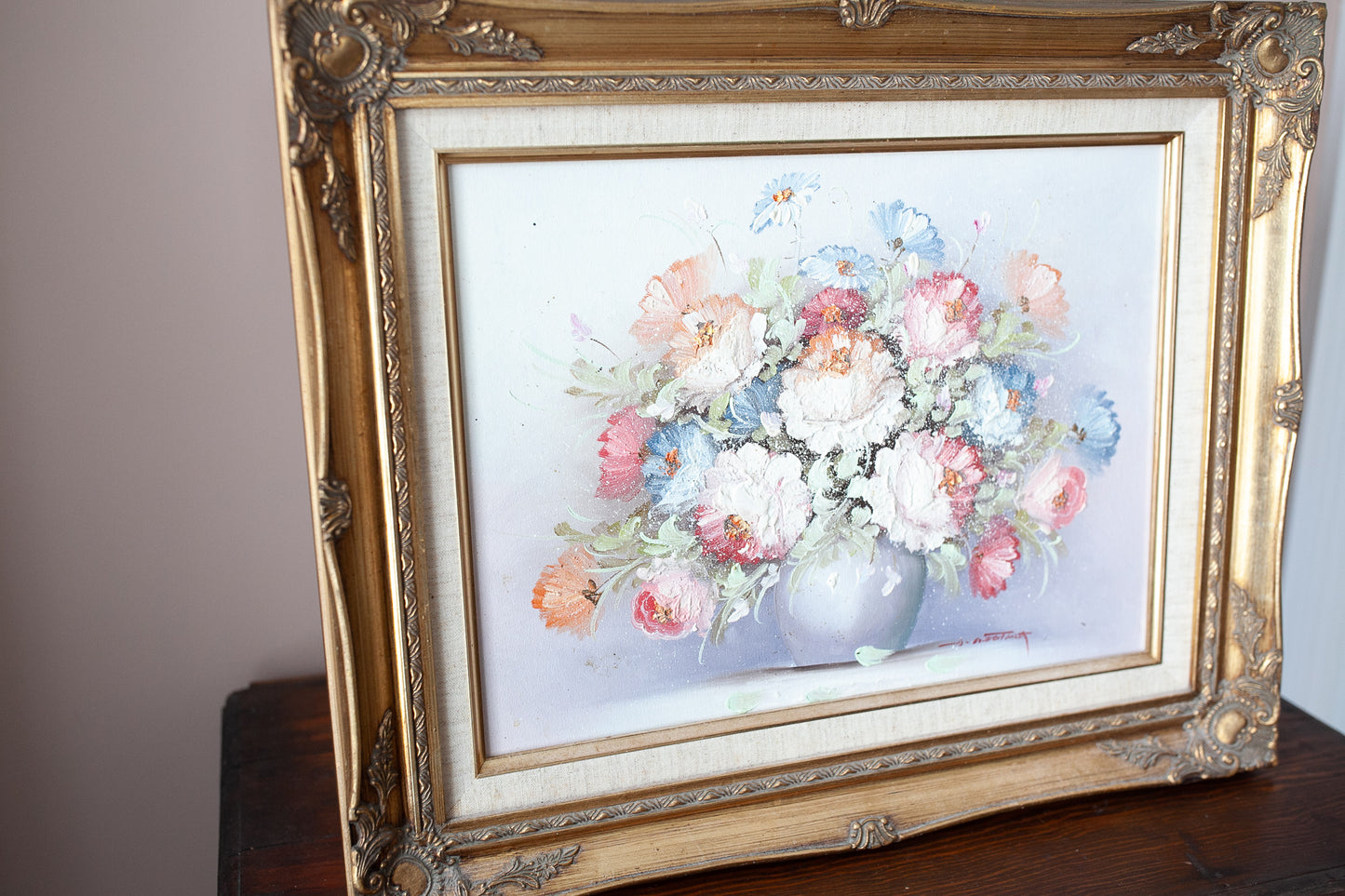 Vintage Framed Floral - Flower Painting - Floral Canvas
