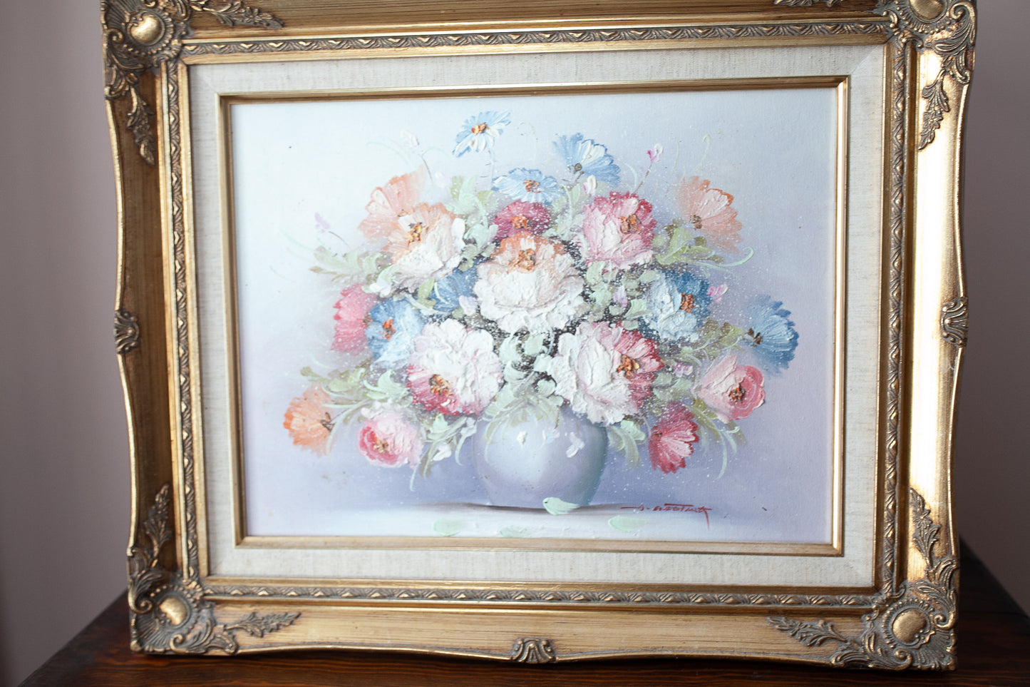 Vintage Framed Floral - Flower Painting - Floral Canvas