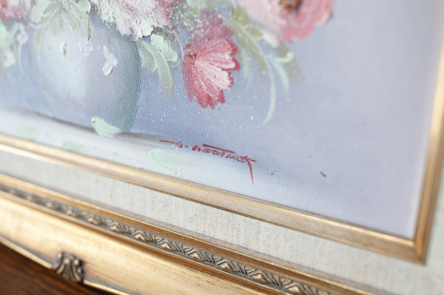 Vintage Framed Floral - Flower Painting - Floral Canvas