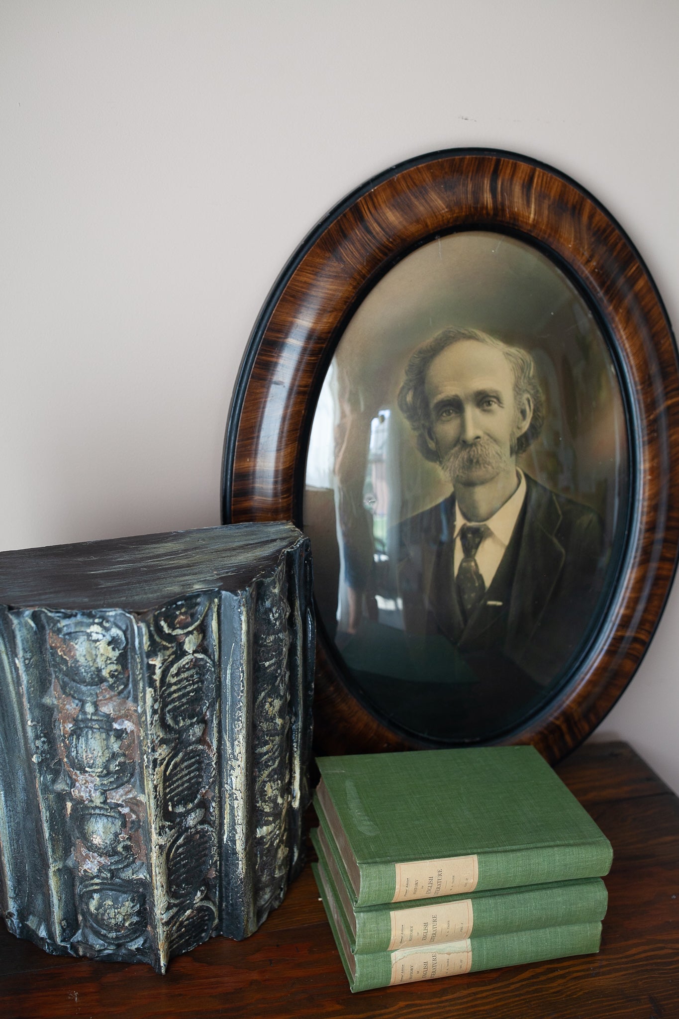 Antique framed photograph- Male Portrait - Mustache Man