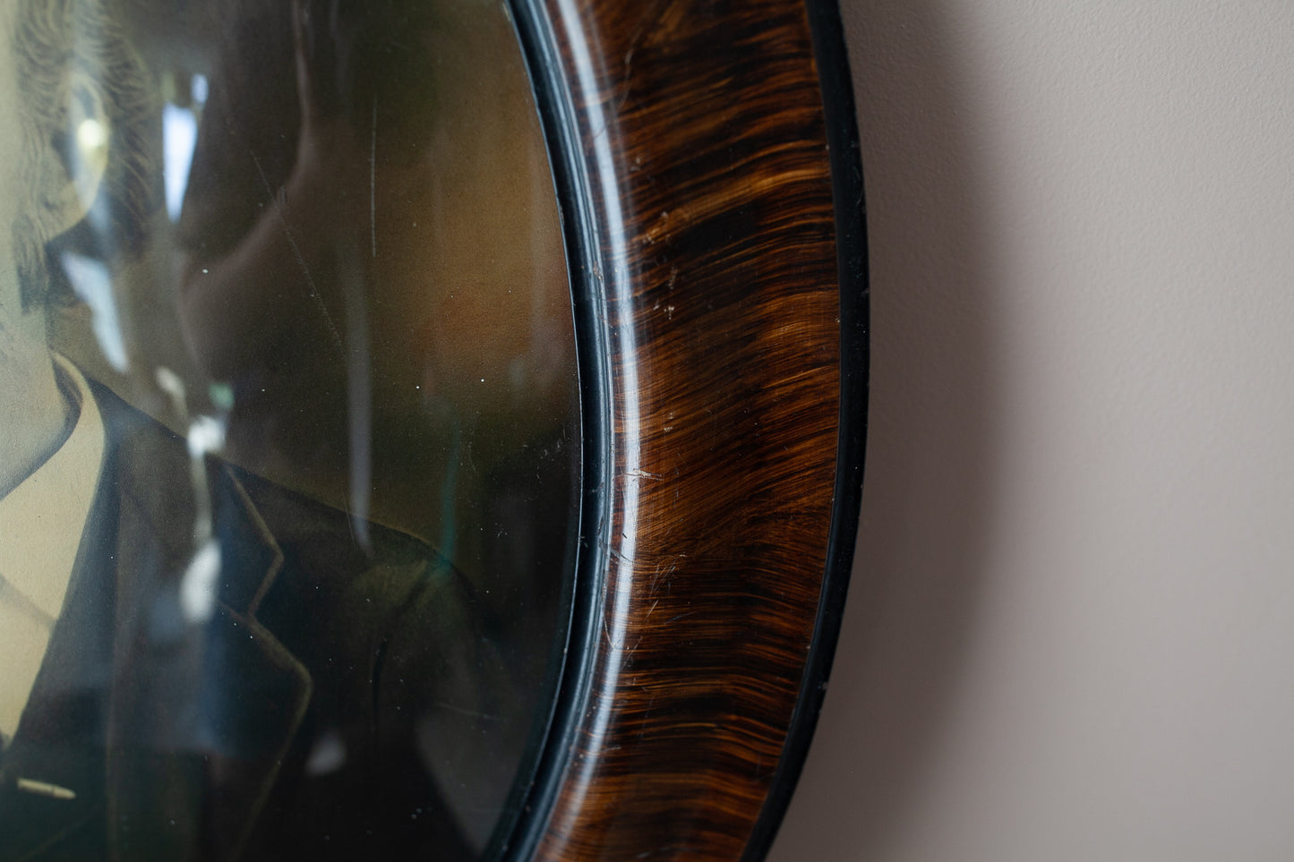 Antique framed photograph- Male Portrait - Mustache Man