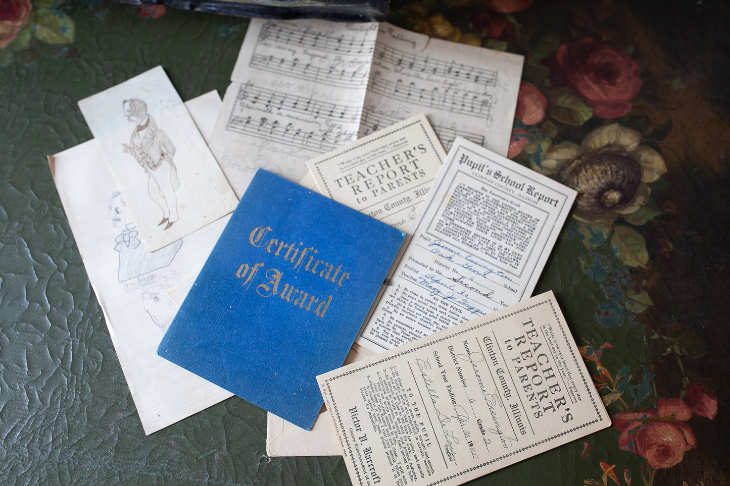 1940s Paper Ephemera- School Report Cards- Vintage Ephemera