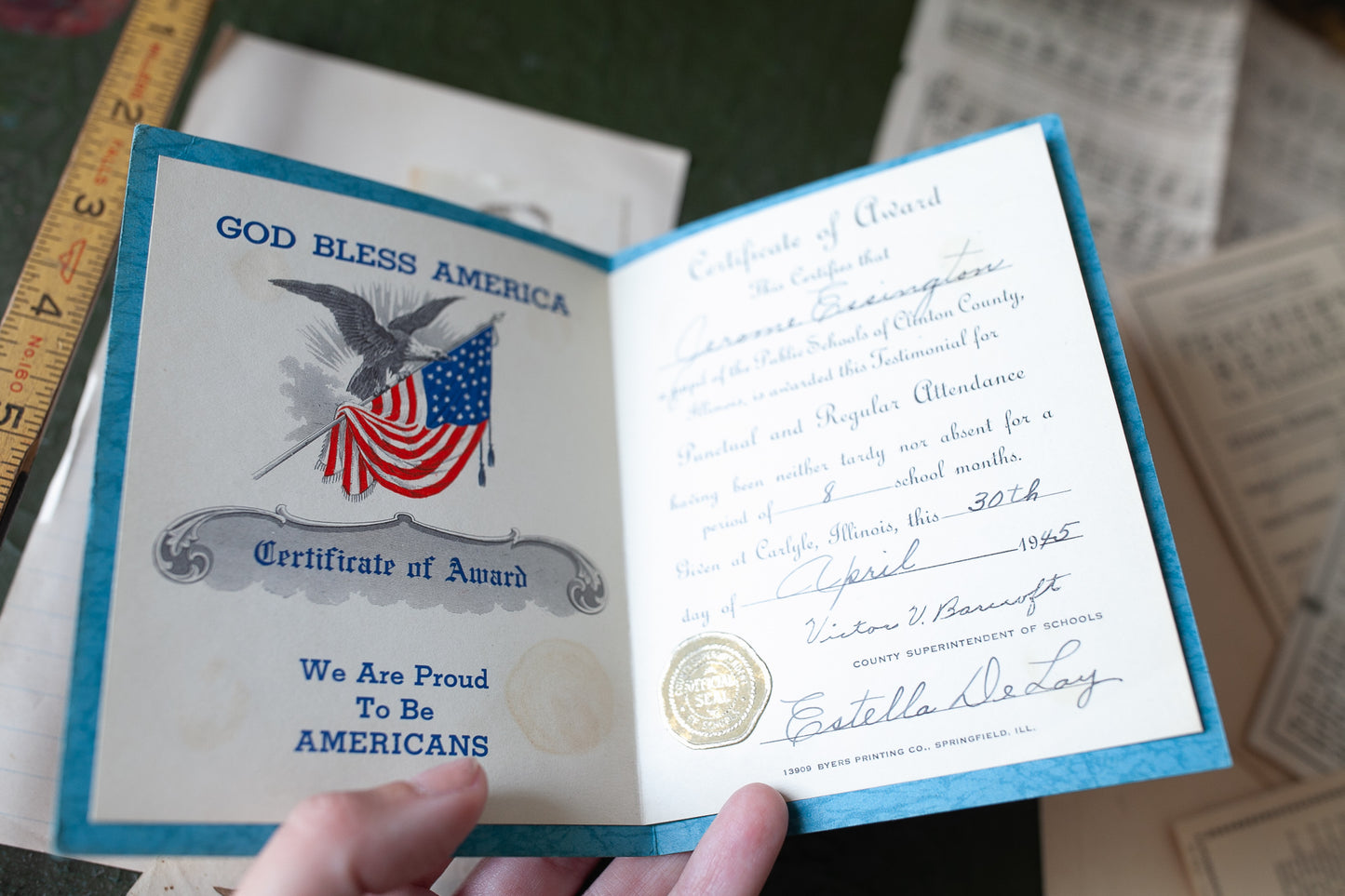 1940s Paper Ephemera- School Report Cards- Vintage Ephemera