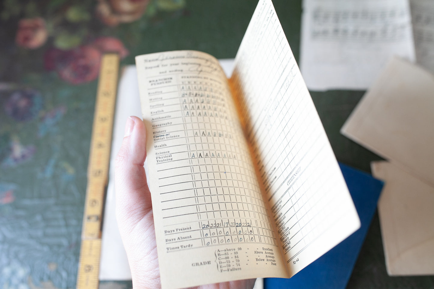 1940s Paper Ephemera- School Report Cards- Vintage Ephemera