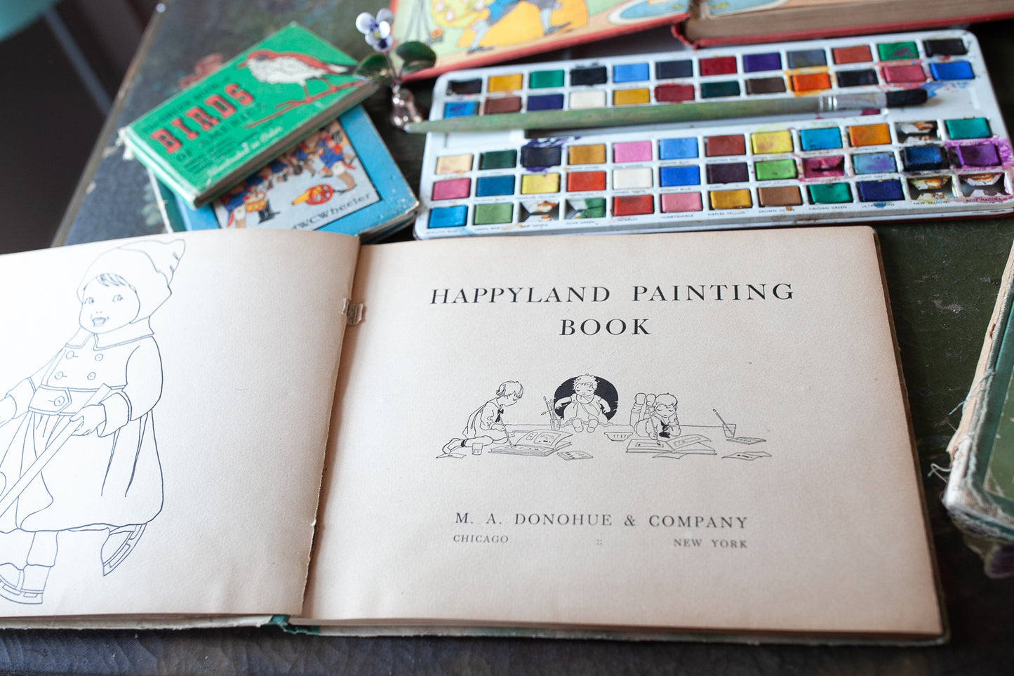 Happy Land Drawing and Painting Book- Artbook- Paintings - Vintage Book- Painting