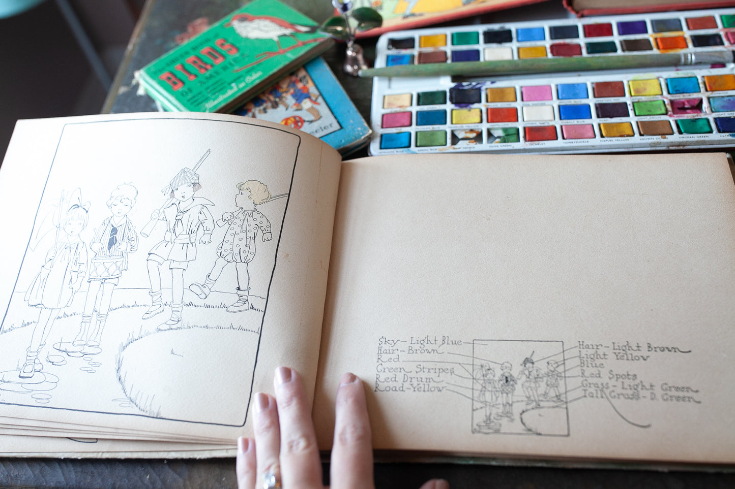 Happy Land Drawing and Painting Book- Artbook- Paintings - Vintage Book- Painting